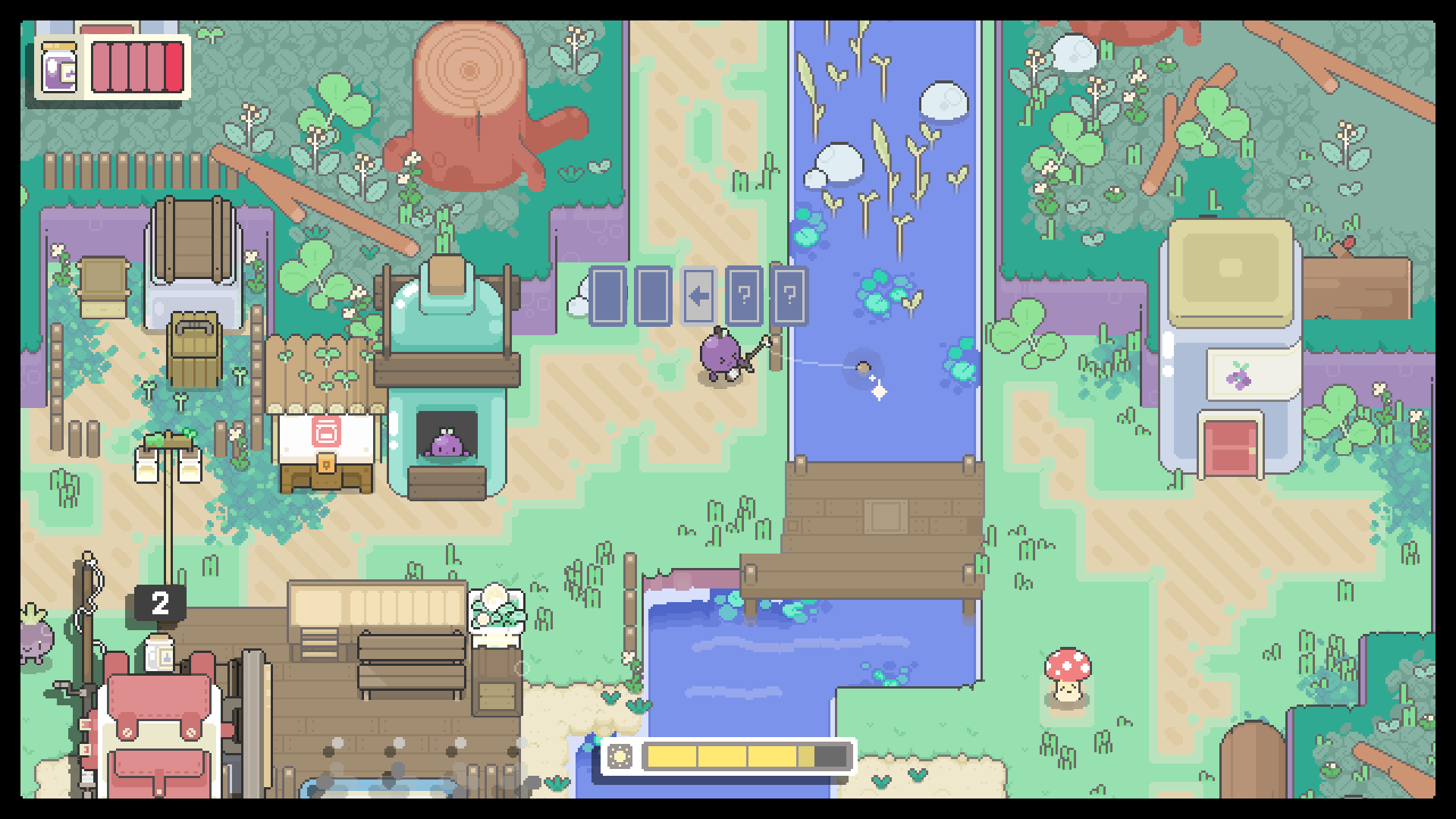 Garden Story 나무와 건물, 다리 배경